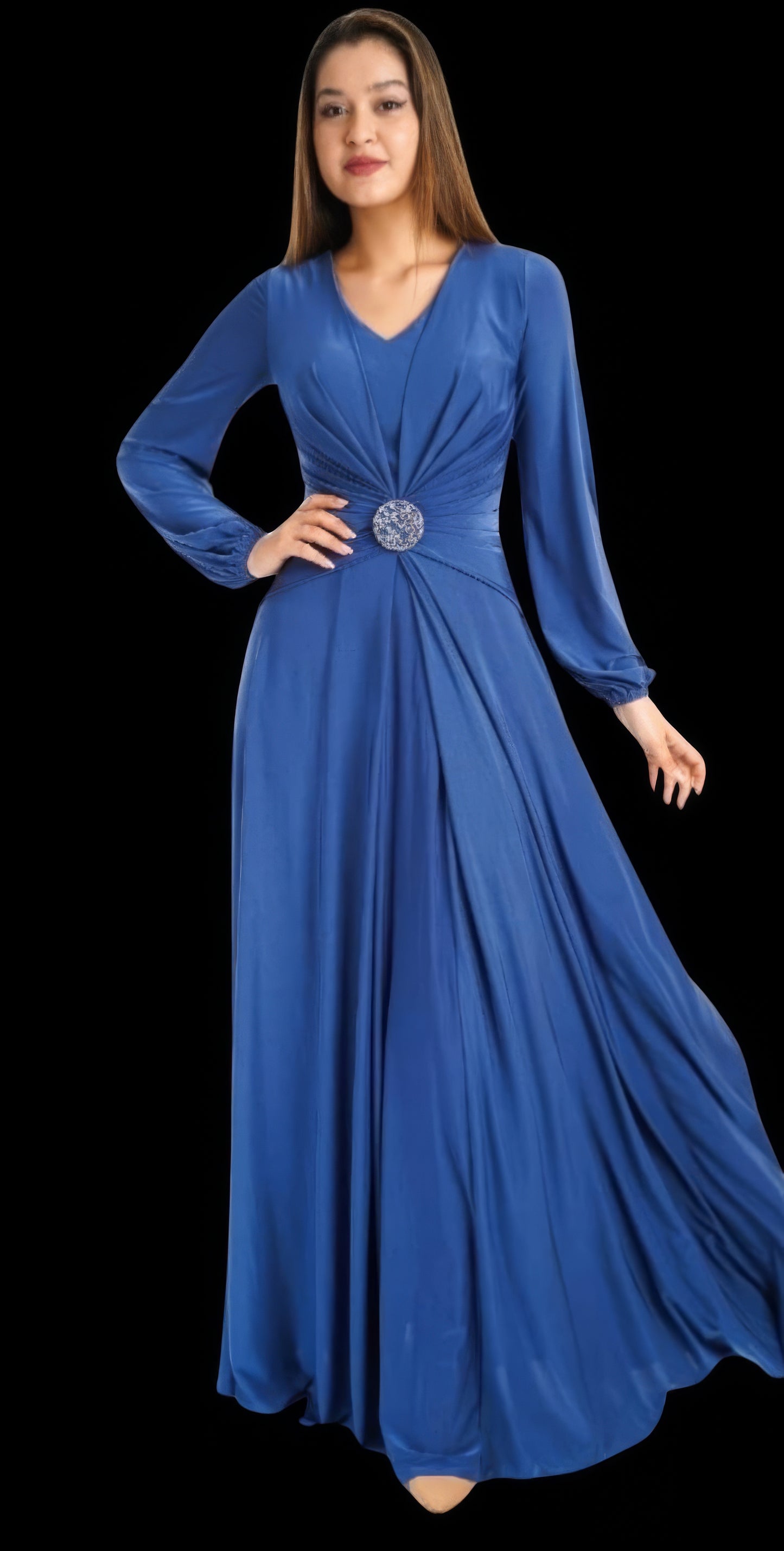 Celestia Gown with Artisanal Brooch - Evening