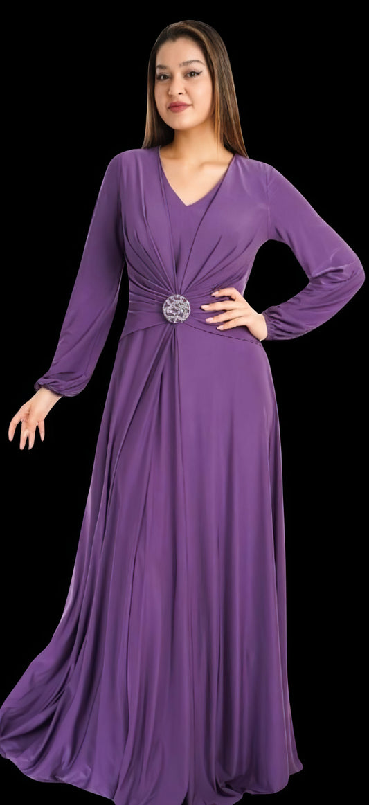 Celestia Gown with Artisanal Brooch - Evening