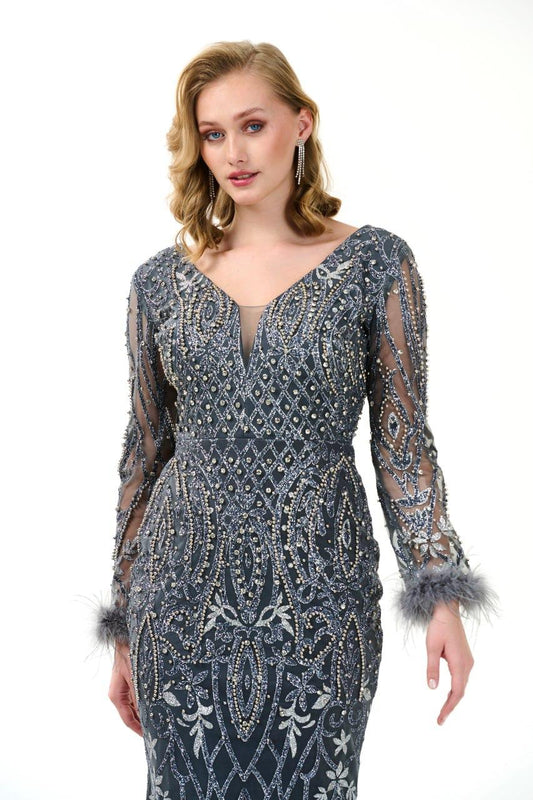 Luxe Beaded Illusion Gown