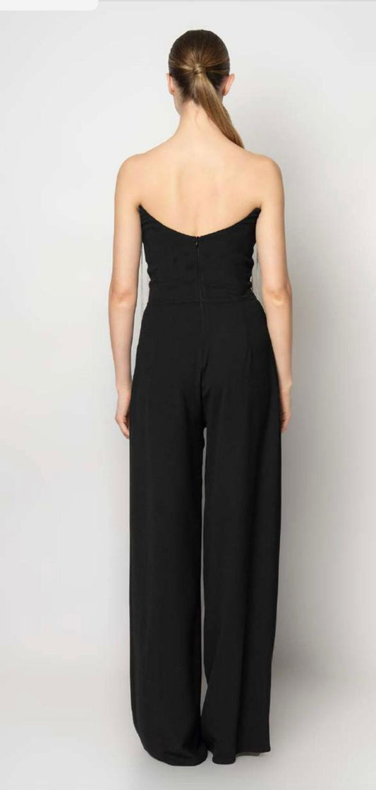 Strapless Sweetheart Jumpsuit with Dramatic Fringe- Couture