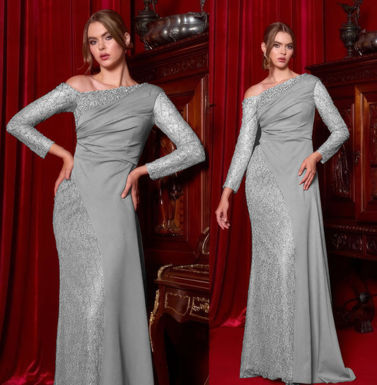 Celeste One-Shoulder Sequin Gown-Couture