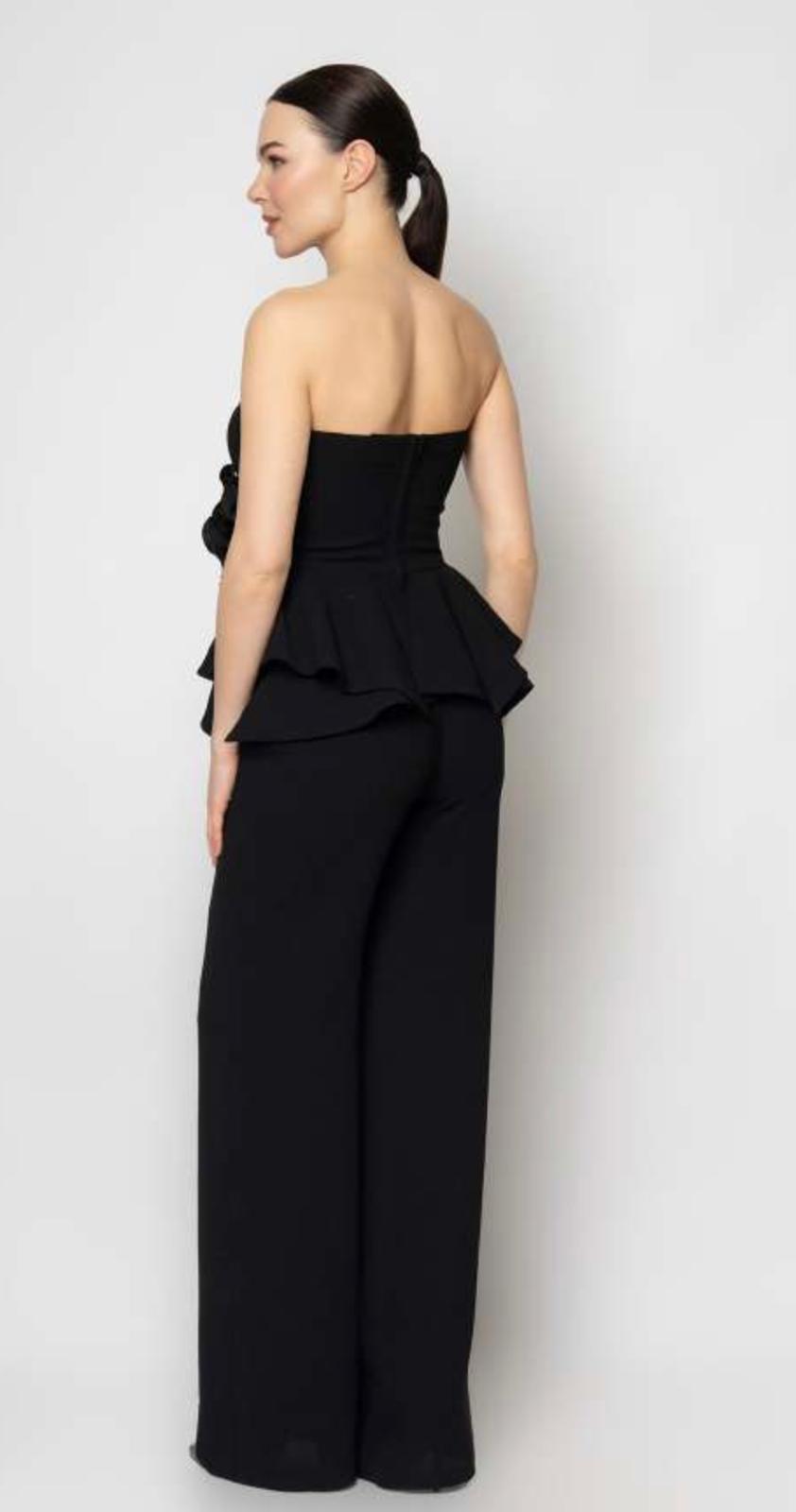 Strapless Peplum 2-Piece with Rosette Detail