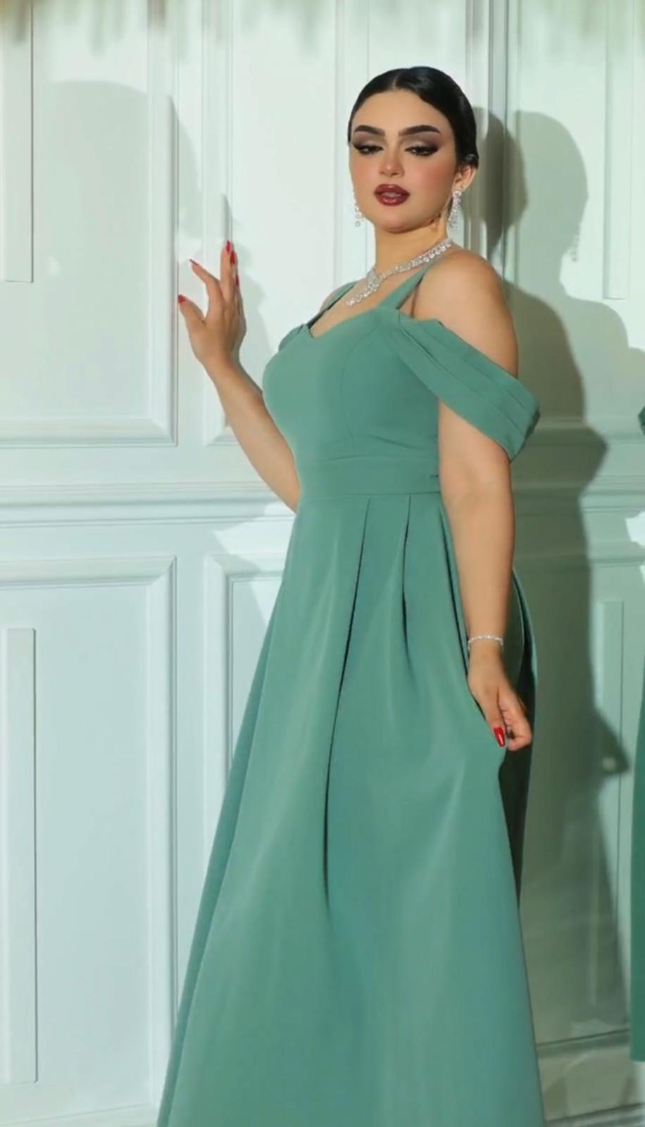 Amethyst Elegance Gown with Off-Shoulder Grace - Evening