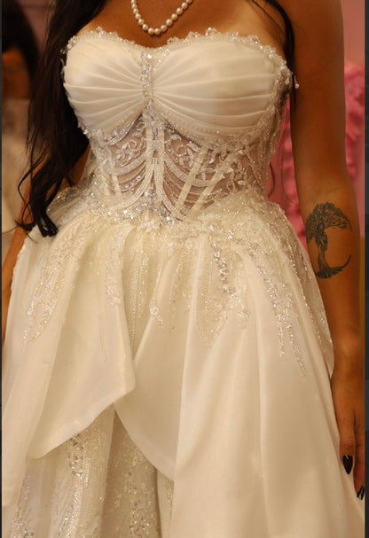 Opaline Crest Strapless Gown- Bridal