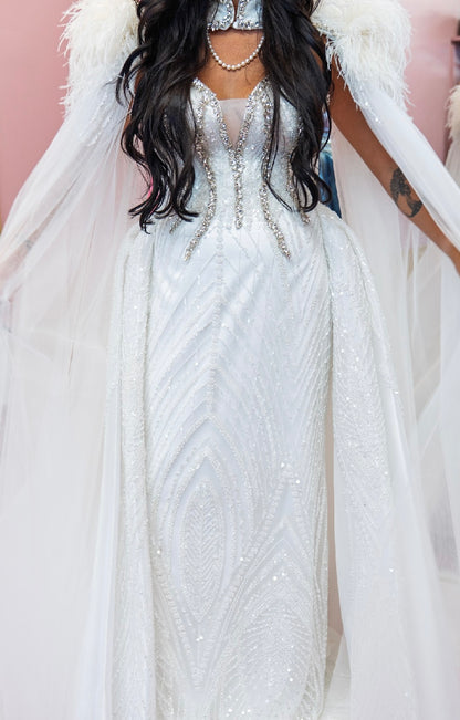 Winter Bloom Off-Shoulder Gown- Bridal