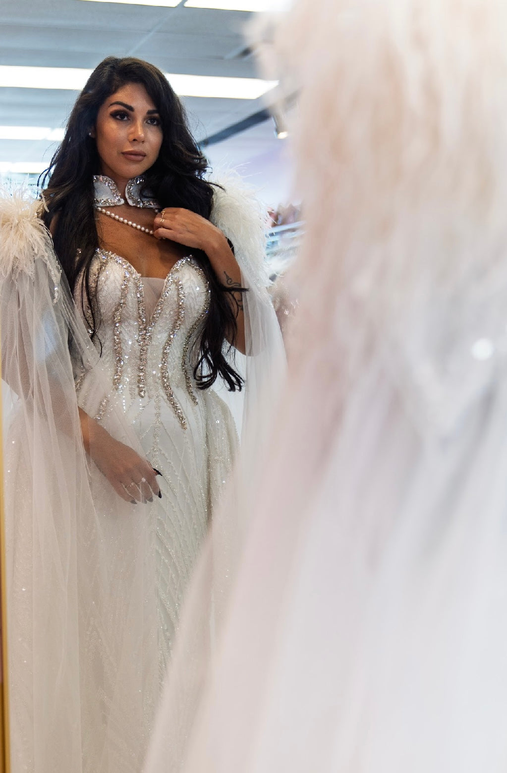 Winter Bloom Off-Shoulder Gown- Bridal