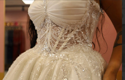 Opaline Crest Strapless Gown- Bridal