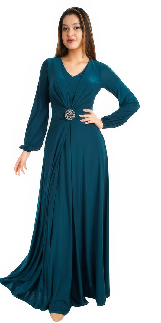 Celestia Gown with Artisanal Brooch - Evening
