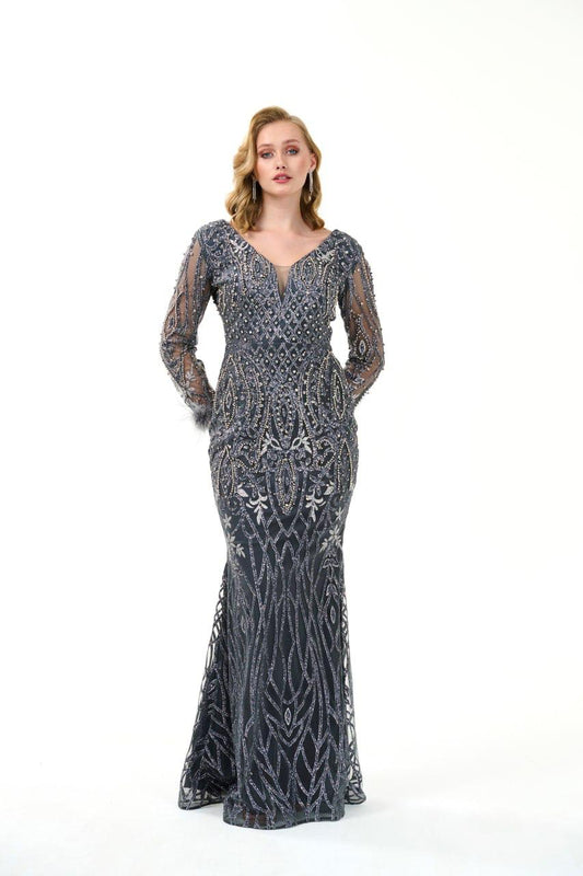 Luxe Beaded Illusion Gown