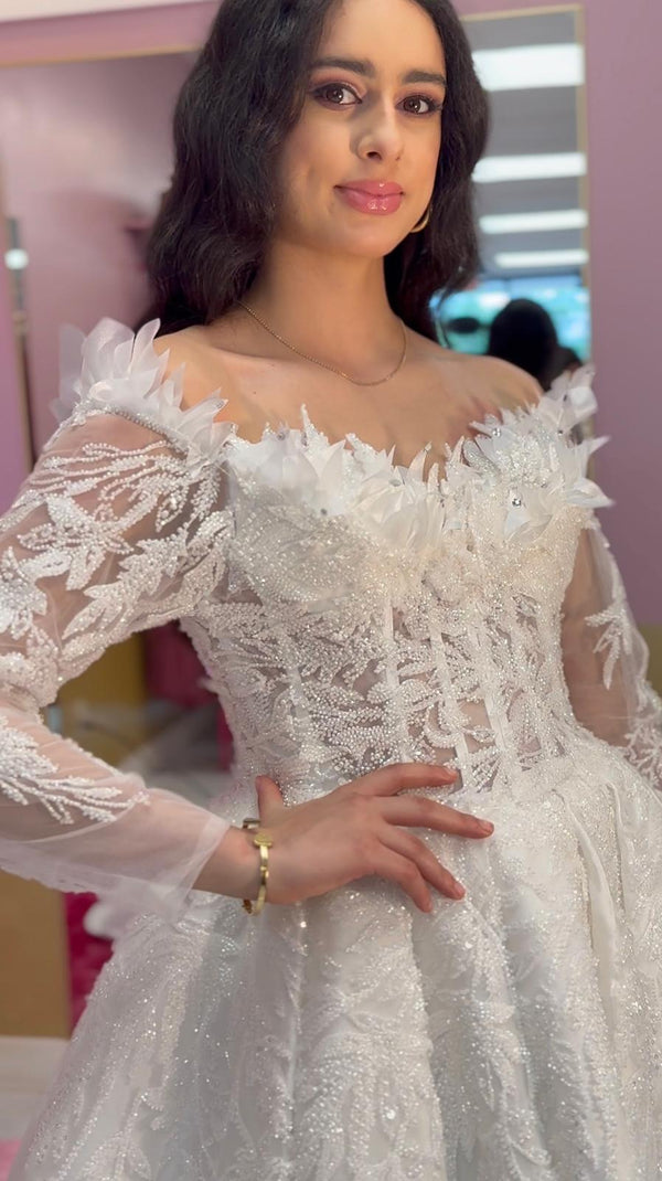 Winter Bloom Off-Shoulder Gown- Bridal