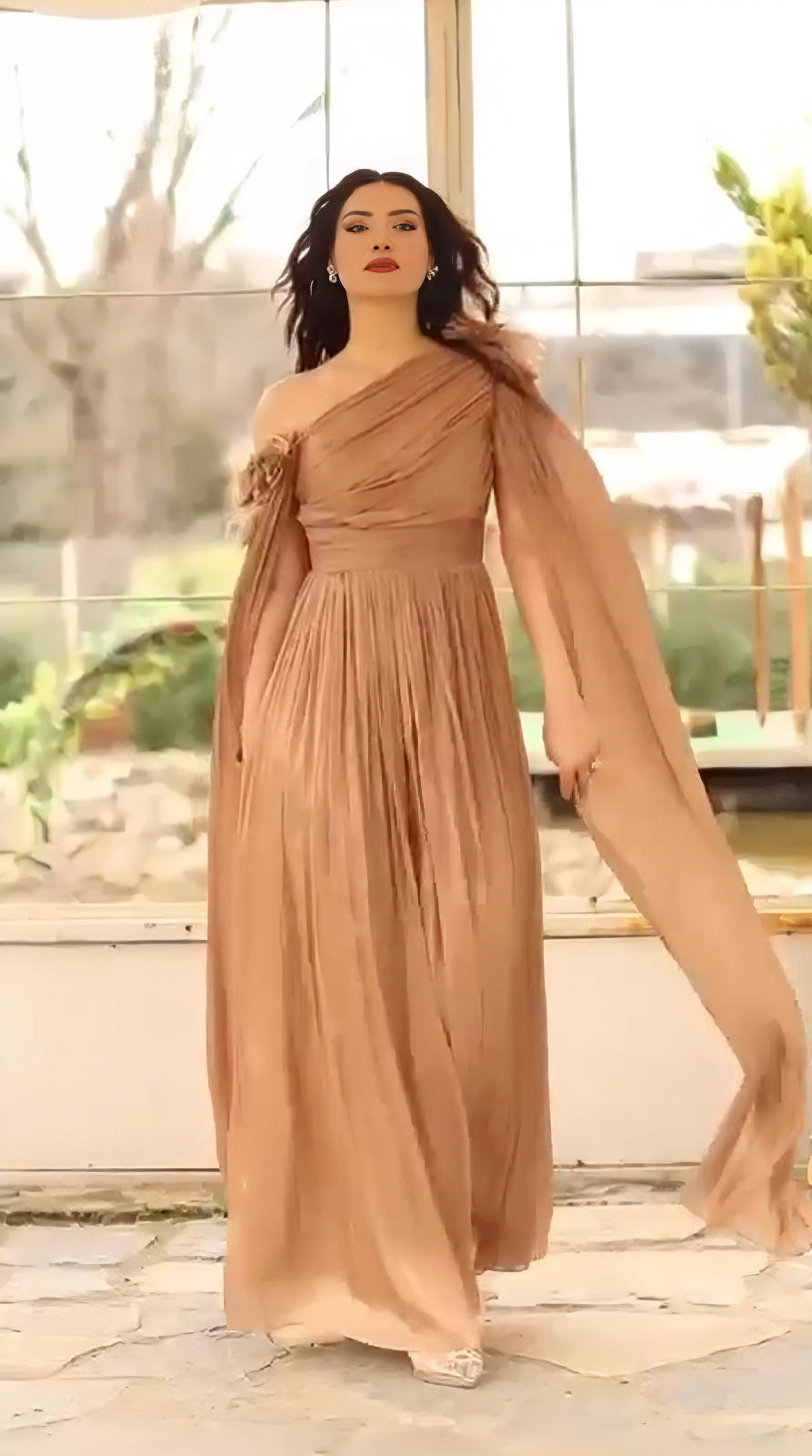 Aurora Gown with Draped Elegance - Couture