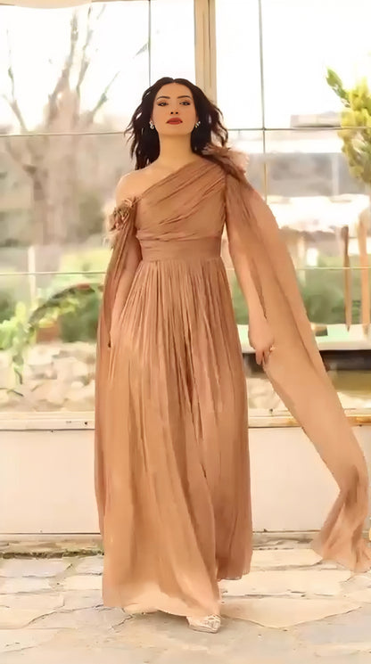 Aurora Gown with Draped Elegance - Couture