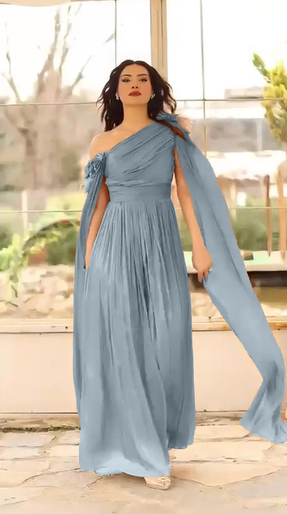 Aurora Gown with Draped Elegance - Couture