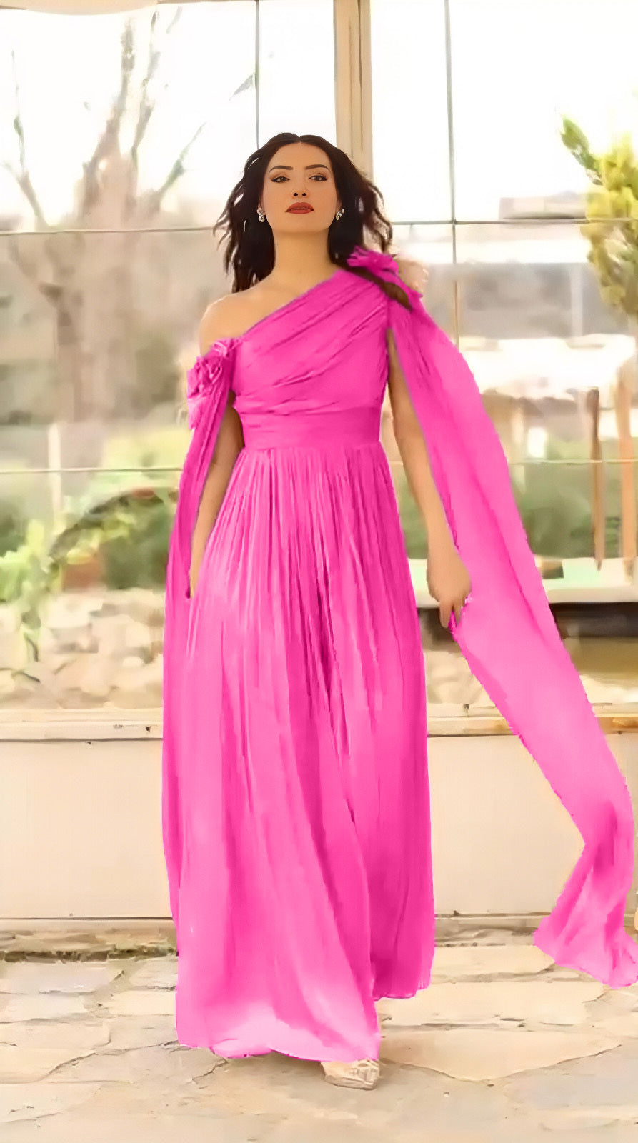 Aurora Gown with Draped Elegance - Couture