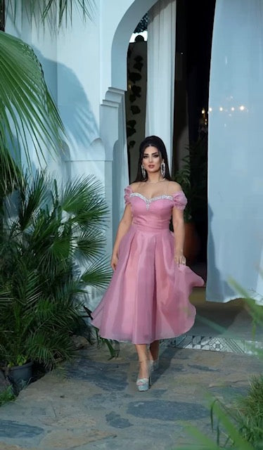 Off-Shoulder Ball Gown with Embellished Bodice
