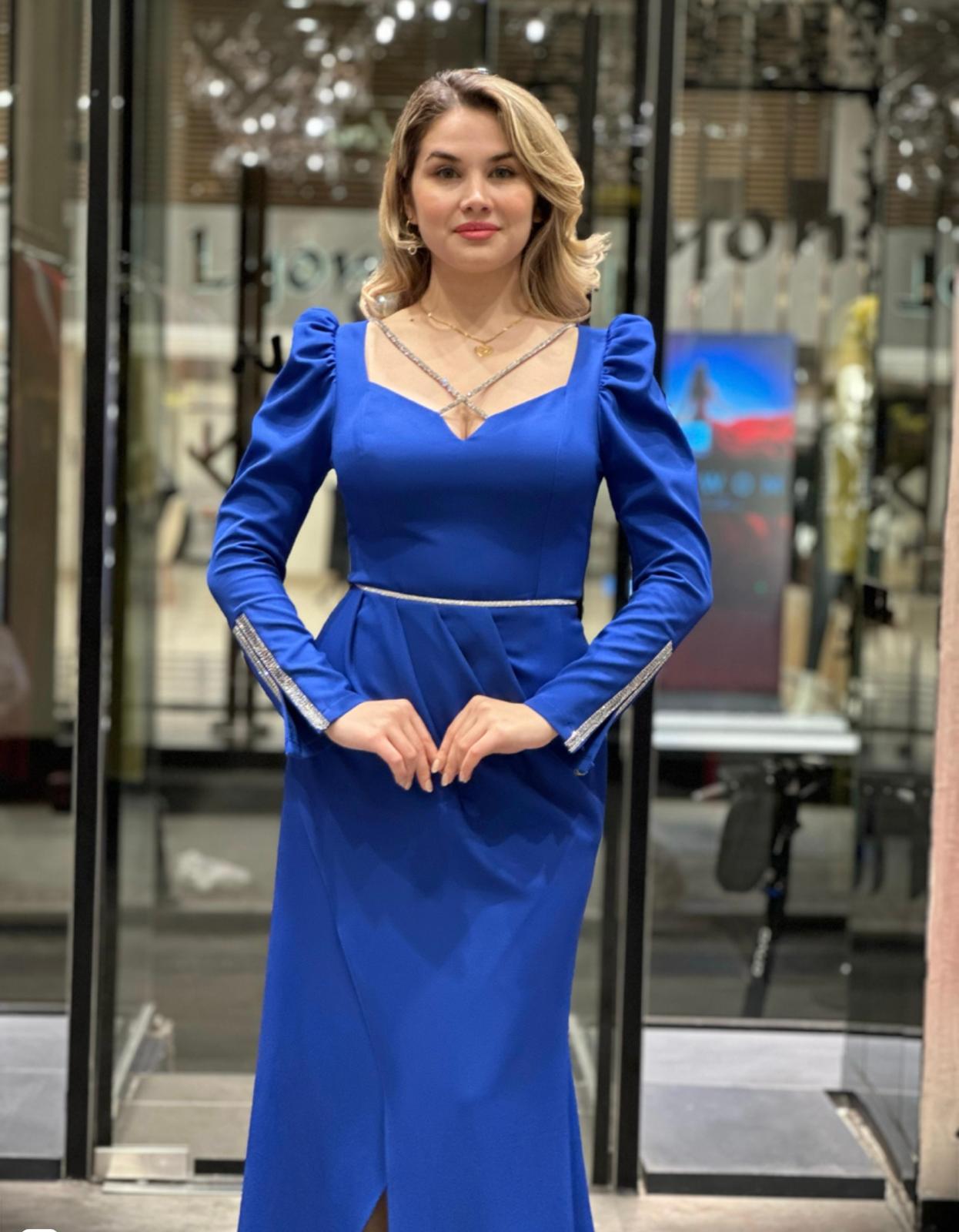 Celeste Gown with Crystal Trim Detailing - Evening