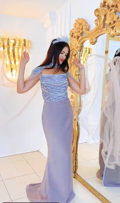 Regal Enchantment Gown with Majestic Cape - Couture