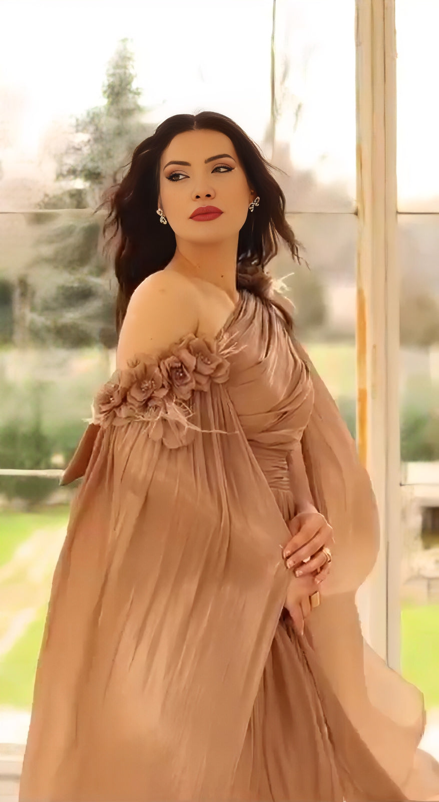 Aurora Gown with Draped Elegance - Couture