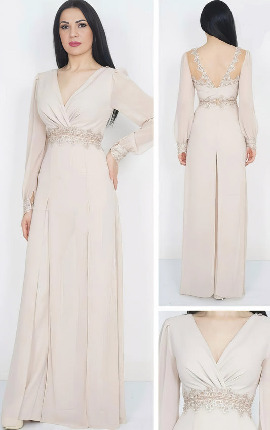 Lace Waist Pleated Jumpsuit
