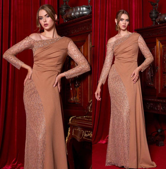 Celeste One-Shoulder Sequin Gown-Couture