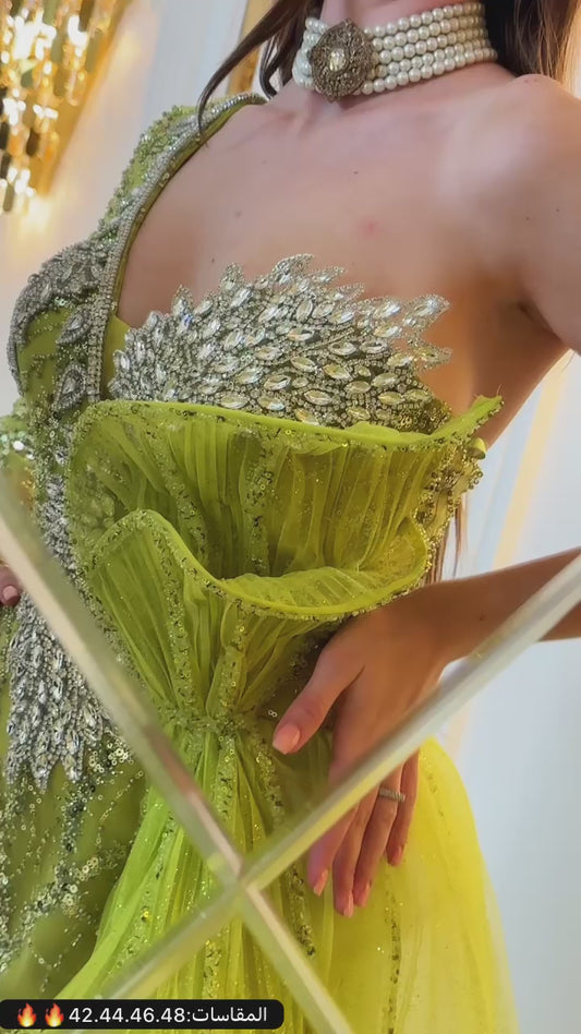 Lumina Asymmetrical Gown with Beaded Detailing - Couture