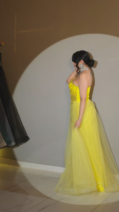 Strapless A-Line Gown with Sequin Embellishments- Couture