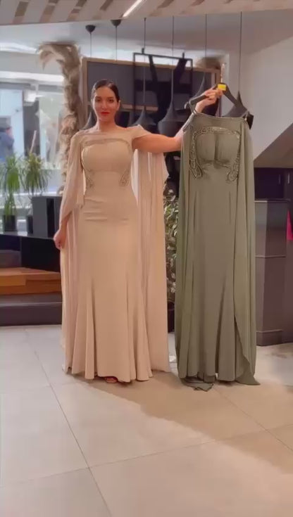 Celeste Regal Cape Gown