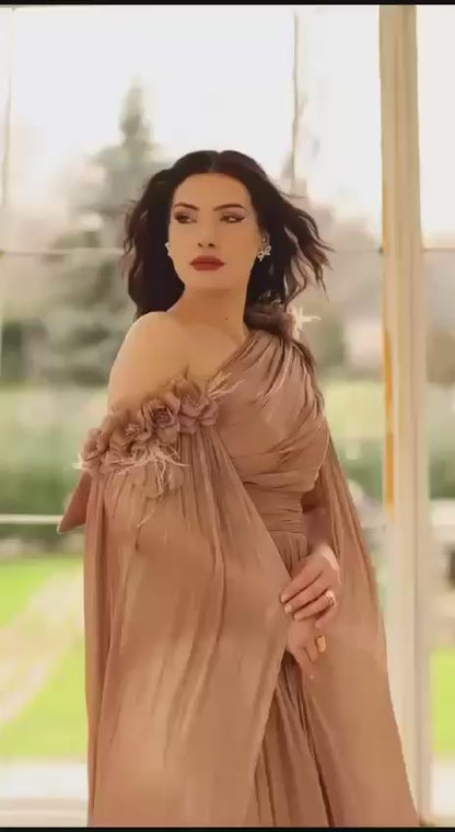 Aurora Gown with Draped Elegance - Couture