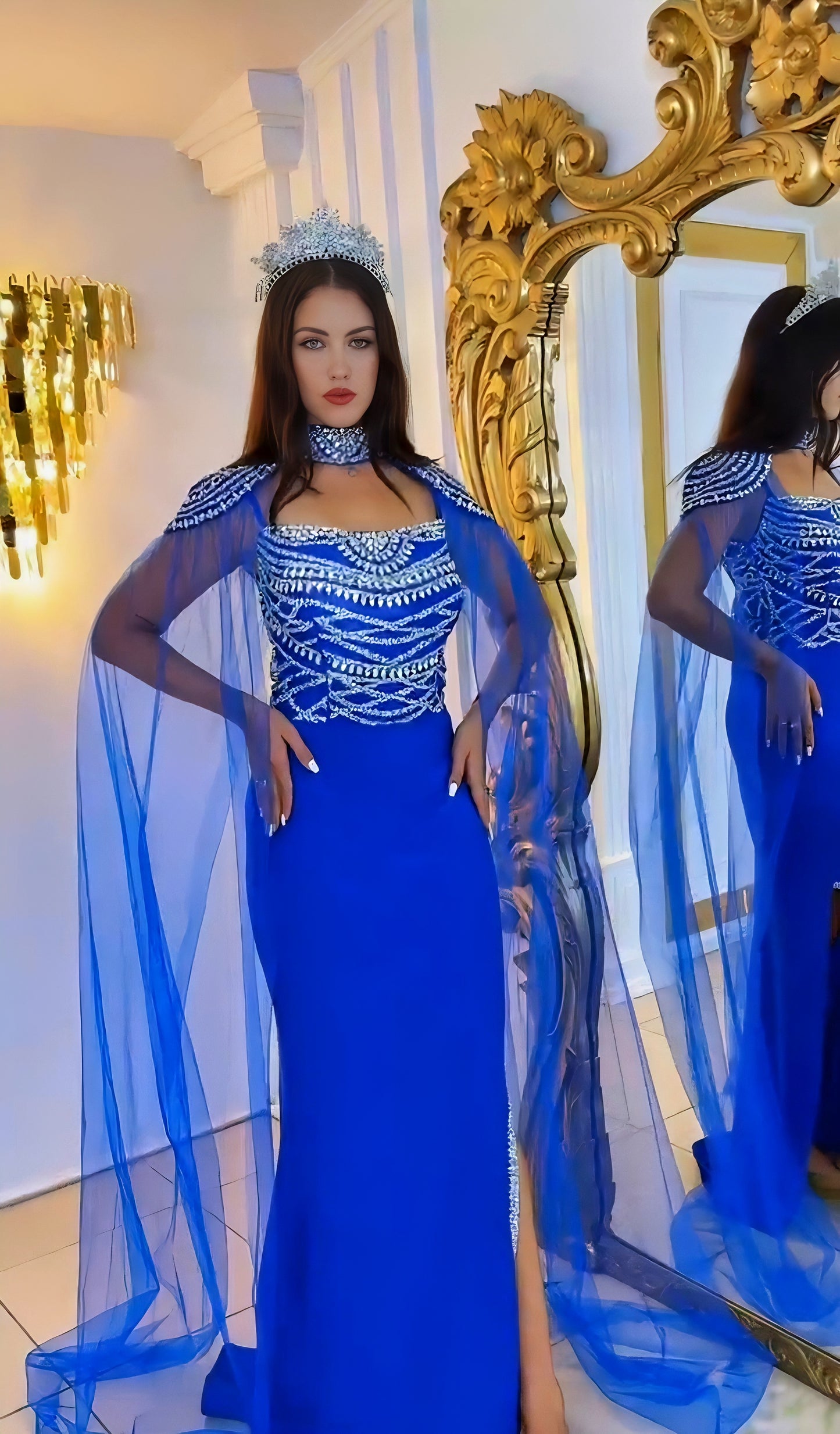 Regal Enchantment Gown with Majestic Cape - Couture